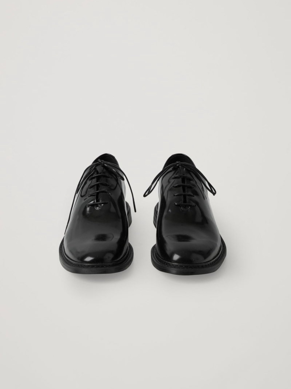COS Black Patent Leather Lace-Up Flats